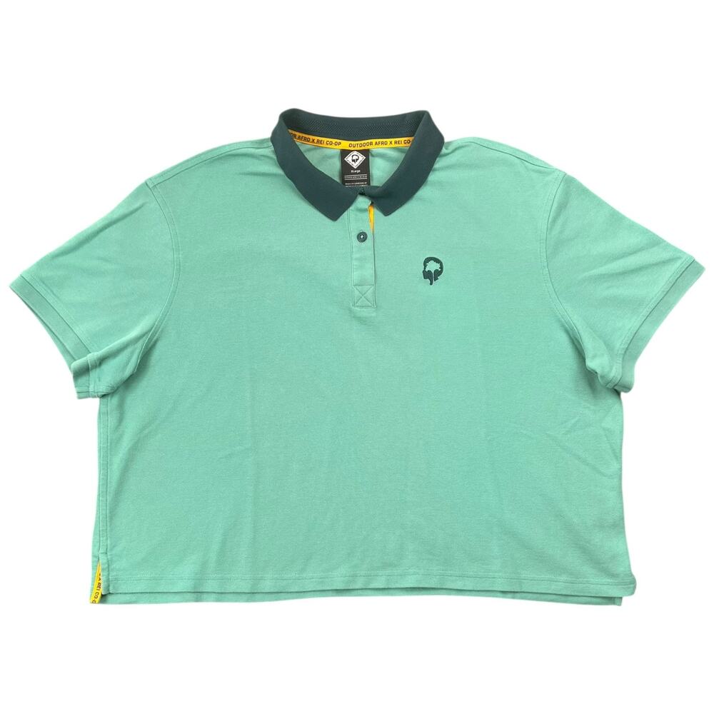 Outdoor Afro x REI Co-op Polo Shirt Cropped Green Short Sleeve Collared - XL